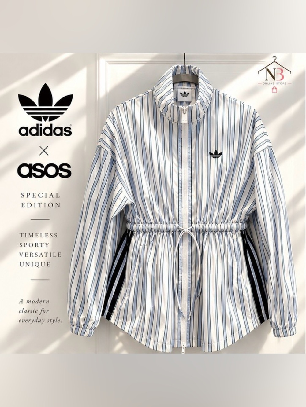 adidas originals x ASOS all sizes available White Pinstripe Drawstring